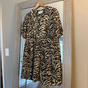 BA&SH Zebra Patterned Babydoll Mini Dress Size Small